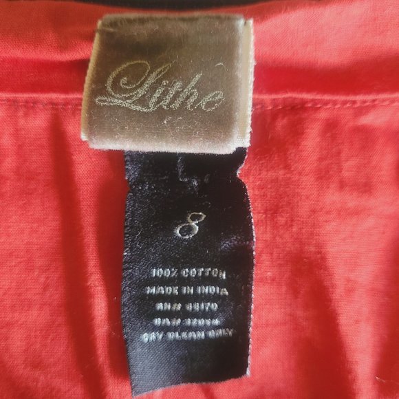 Anthropologie Lithe Snowshoe red embroidered top Size 8 - Picture 4 of 5